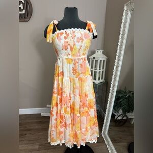 INA • Floral Smocked Midi Dress